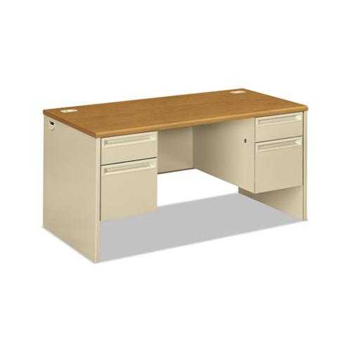 38000 Series Double Pedestal Desk, 60w X 30d X 29.5h, Harvest-putty