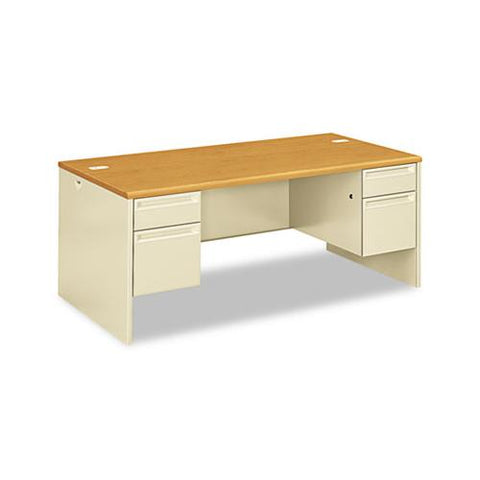 38000 Series Double Pedestal Desk, 72w X 36d X 29.5h, Harvest-putty