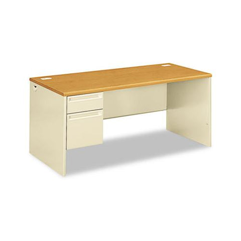 38000 Series Left Pedestal Desk, 66w X 30d X 29.5h, Harvest-putty