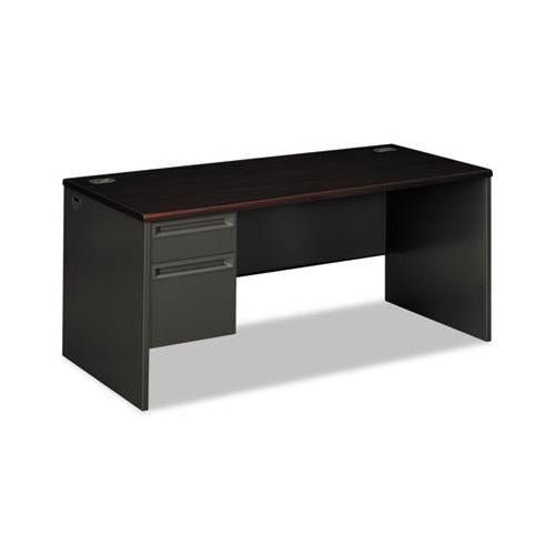 38000 Series Left Pedestal Desk, 66w X 30d X 29.5h, Mahogany-charcoal