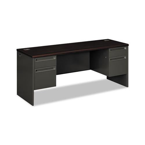 38000 Series Kneespace Credenza, 72w X 24d X 29.5h, Mahogany-charcoal