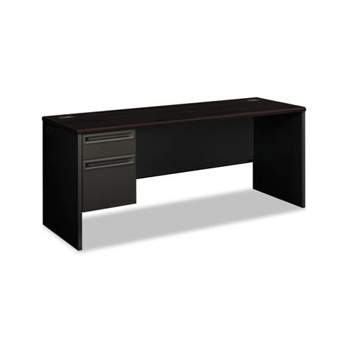 38000 Series Left Pedestal Credenza, 72w X 24d X 29.5h, Mahogany-charcoal
