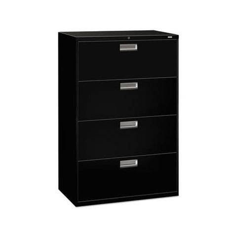 600 Series Four-drawer Lateral File, 36w X 18d X 52.5h, Black