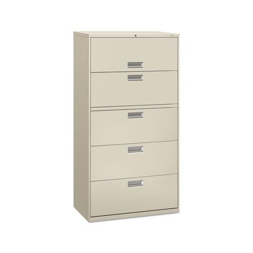 600 Series Five-drawer Lateral File, 36w X 18d X 64.25h, Light Gray