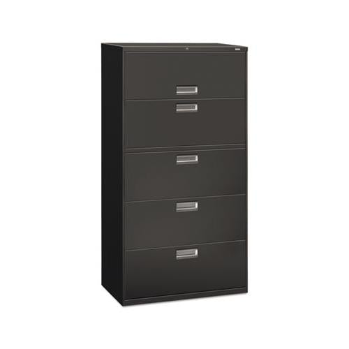 600 Series Five-drawer Lateral File, 36w X 18d X 64.25h, Charcoal