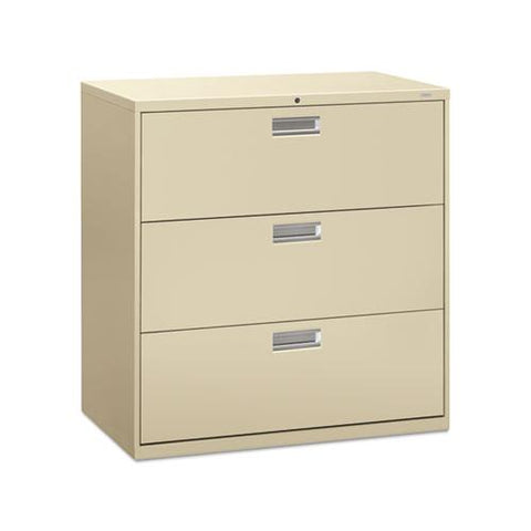 600 Series Three-drawer Lateral File, 42w X 18d X 39.13h, Putty