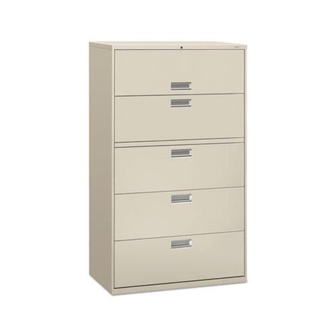 600 Series Five-drawer Lateral File, 42w X 18d X 64.25h, Light Gray