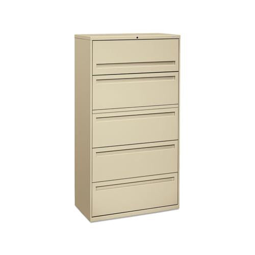 700 Series Five-drawer Lateral File W-roll-out Shelf, 36w X 18d X 64 1-4h, Putty