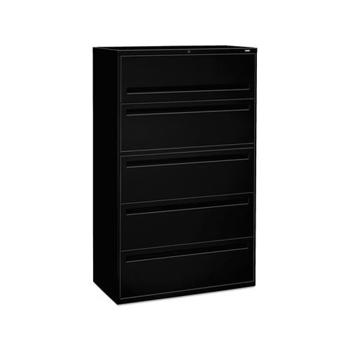 700 Series Five-drawer Lateral File With Roll-out Shelves, 42w X 18d X 64.25h, Black