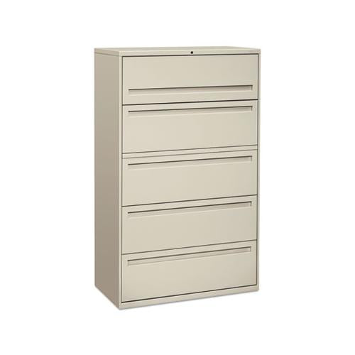 700 Series Five-drawer Lateral File With Roll-out Shelves, 42w X 18d X 64.25h, Light Gray