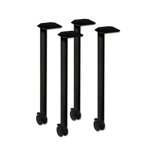 Huddle Series Post Leg Base With Casters, 1-3-4w X 1-3-4d X 28-3-8h, Black