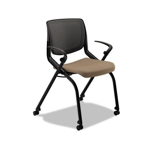 Motivate Nesting-stacking Flex-back Chair, Morel Seat-black Back, Black Base