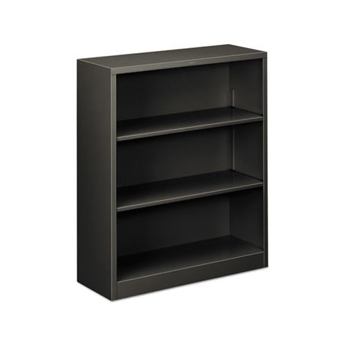 Metal Bookcase, Three-shelf, 34-1-2w X 12-5-8d X 41h, Charcoal
