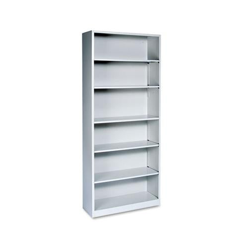 Metal Bookcase, Six-shelf, 34-1-2w X 12-5-8d X 81-1-8h, Light Gray