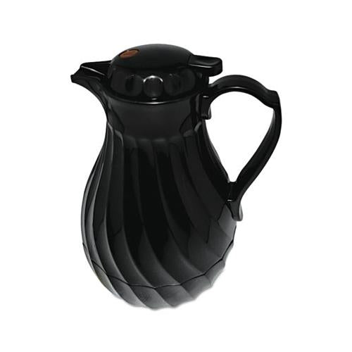 Poly Lined Carafe, Swirl Design, 64oz Capacity, Black