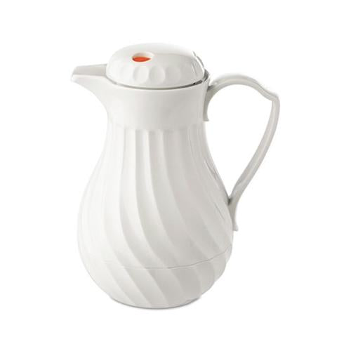 Poly Lined Carafe, Swirl Design, 40oz Capacity, White