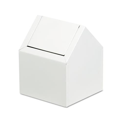 Double Entry, Swing Top Floor Receptacle, Metal, White