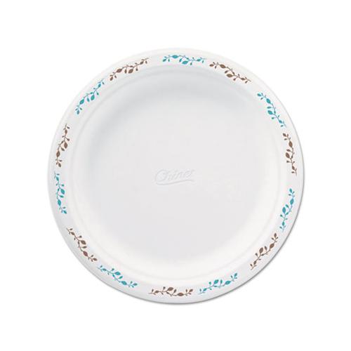 Molded Fiber Dinnerware, Plate, 8 3-4"dia, White, Vines Theme, 500-carton