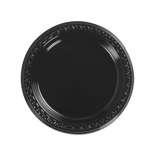Heavyweight Plastic Plates, 6 Inch, Black, Round, 125-bg, 8 Bg-ct