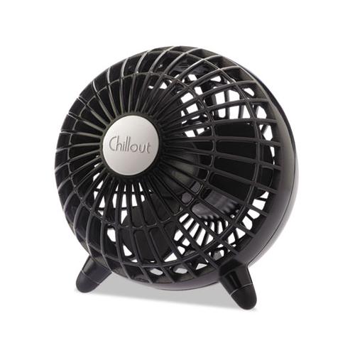 Chillout Usb-ac Adapter Personal Fan, Black, 6"diameter, 1 Speed