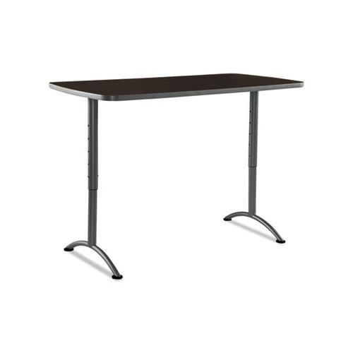 Arc Sit-to-stand Tables, Rectangular Top, 30w X 60d X 30-42h, Walnut-gray