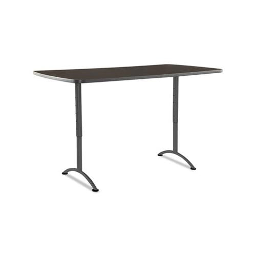 Arc Sit-to-stand Tables, Rectangular Top, 36w X 72d X 30-42h, Walnut-gray