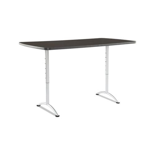 Arc Sit-to-stand Tables, Rectangular Top, 36w X 72d X 30-42h, Gray Walnut-silver