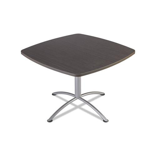 Iland Table, Contour, Square Seated Style, 42" X 42" X 29", Gray Walnut-silver