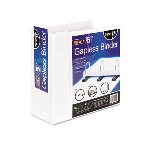 Gapless Loop Ring View Binder, 3 Rings, 5" Capacity, 11 X 8.5, White