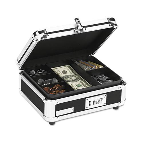 Plastic & Steel Cash Box W-tumbler Lock, Black & Chrome