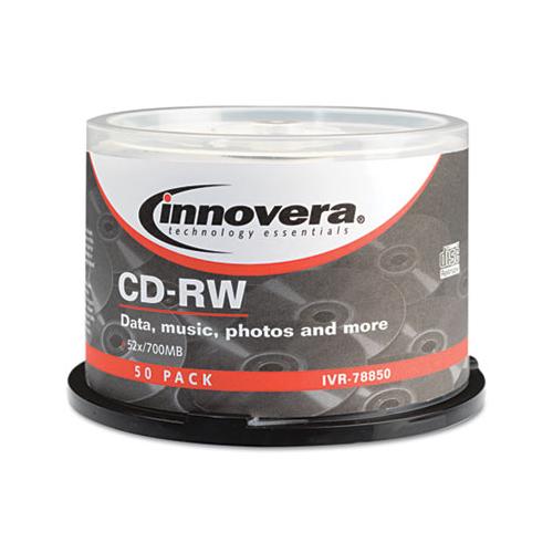 Cd-rw Discs, Rewritable, 700mb-80min, 12x, Spindle, Silver, 50-pack