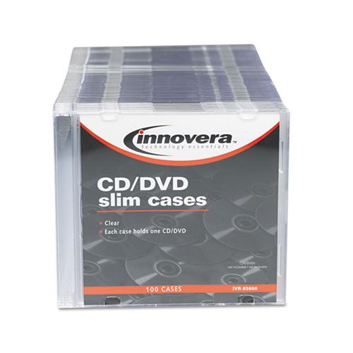 Cd-dvd Slim Jewel Cases, Clear-black, 100-pack