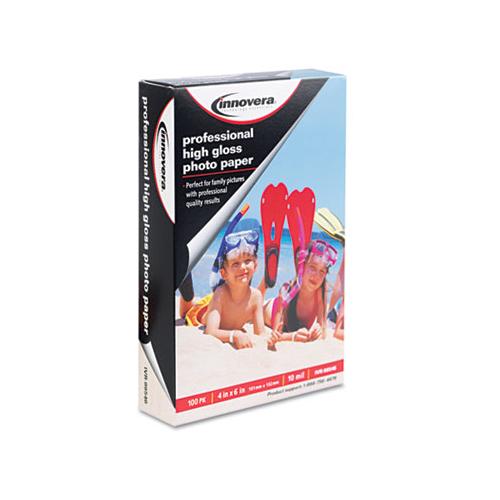 High-gloss Photo Paper, 10 Mil, 4 X 6, High-gloss White, 100-pack