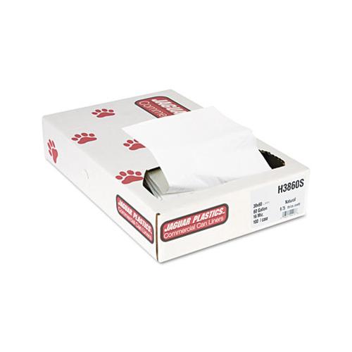 Industrial Strength Commercial Can Liners Flat Pack, 60 Gal, 16 Microns, 38" X 60", Natural, 100-carton