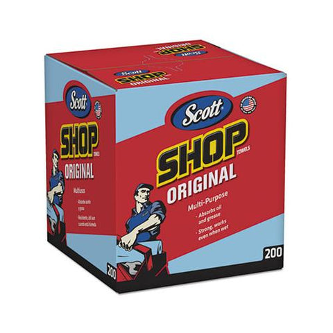 Shop Towels, Pop-up Box, Blue, 10 X 12, 200-box, 8 Boxes-carton