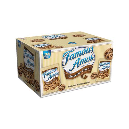 Famous Amos Cookies, Chocolate Chip, 2 Oz Snack Pack, 36-carton