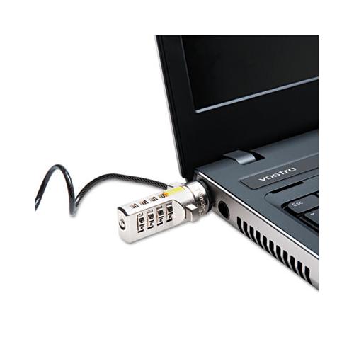 Portable Combination Laptop Lock, 6ft Carbon Strengthened Steel Cable, Black