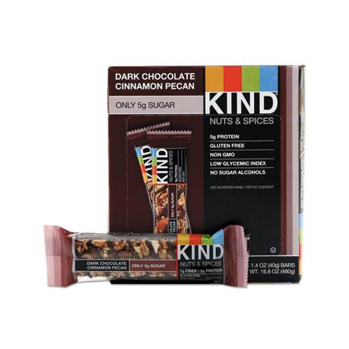 Nuts And Spices Bar, Dark Chocolate Cinnamon Pecan, 1.4 Oz, 12-box