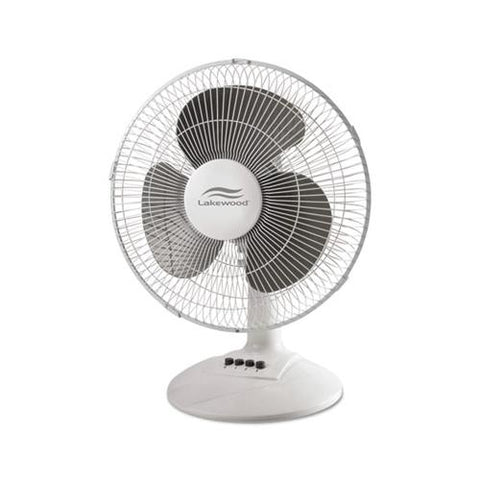 12-inch Three-speed Oscillating Desk Fan, Metal-plastic, White