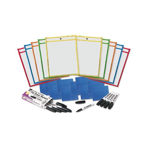 Dry Erase Pocket Class Pack, Assorted Primary Colors, 10-pack