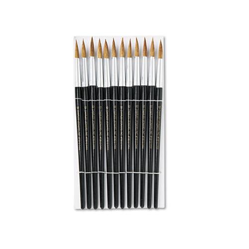 Artist Brush, Size 12, Camel Hair, Round, 12-pack