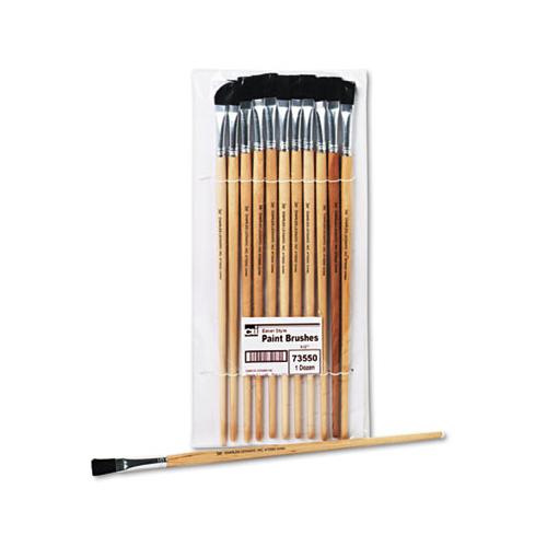 Long Handle Easel Brush, Size 12, Natural Bristle, Flat, 12-pack