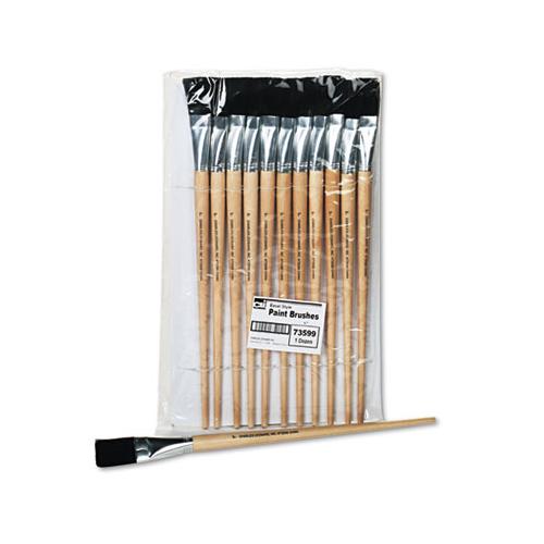 Long Handle Easel Brush, Size 22, Natural Bristle, Flat, 12-pack