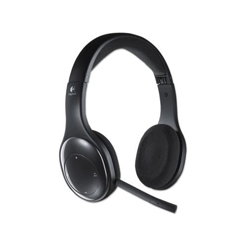 H800 Binaural Over-the-head Wireless Bluetooth Headset, 4 Ft Range, Black