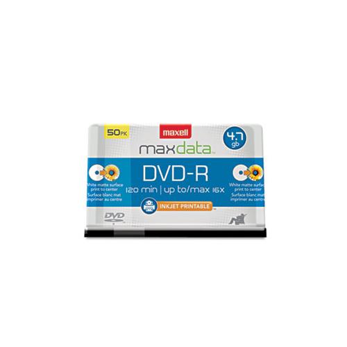 Dvd-r Recordable Discs, Printable, 4.7gb, 16x, Spindle, White, 50-pack