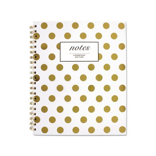 Gold Dots Hardcover Notebook, 1 Subject, Wide-legal Rule, White-gold Dots Cover, 11 X 8.88, 80 Sheets