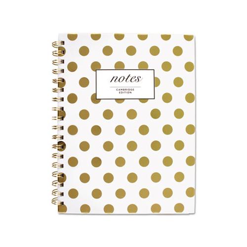 Gold Dots Hardcover Notebook, 1 Subject, Wide-legal Rule, White-gold Dots Cover, 9.5 X 7, 80 Sheets