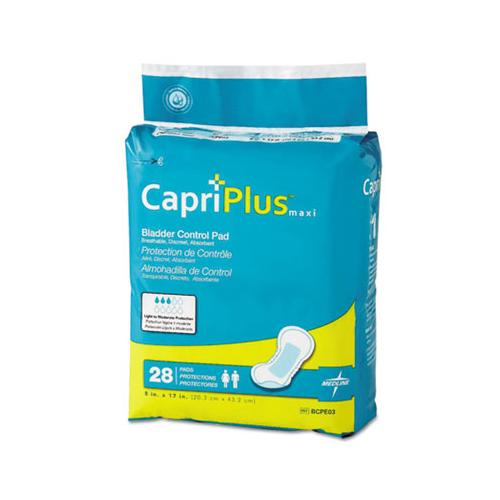 Capri Plus Bladder Control Pads, Ultra Plus, 8" X 17", 28-pack, 6-carton