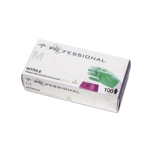 Professional Nitrile Exam Gloves With Aloe, Medium, Green, 100-box