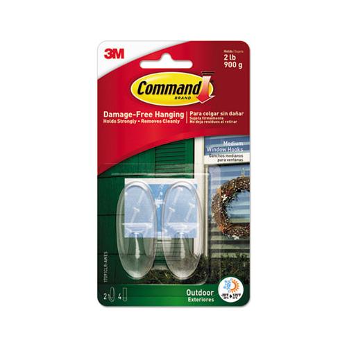 All Weather Hooks And Strips, Plastic, Medium, 2 Hooks And 4 Strips-pack